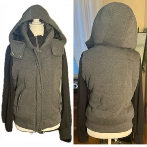 Black & Grey Warm Zip-up Jacket W/Hood Size Small